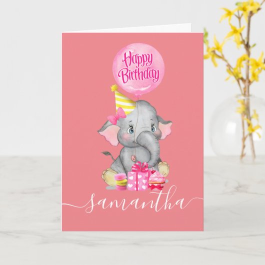 We vieren de eerste verjaardag van ons kleine meis kaart (Gele Bloem)