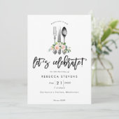 we vieren de floral cutlery verjaardagsfeestje kaart (Staand voorkant)