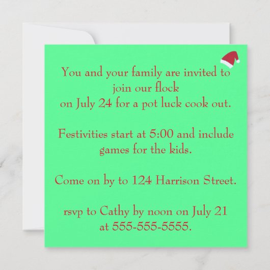 We vieren kerst in juli, vogels nodigt uit (Achterkant)