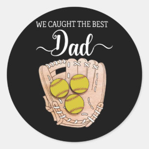 We Vingen De Beste Papa Grappige Softbal Papa Vade Ronde Sticker
