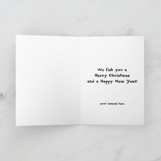 We vissen je een prettige kerst,  forel feestdagen kaart (Binnen)