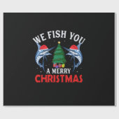 We vissen je op een vrolijke kerstvisserij cadeaupapier (Vlak)
