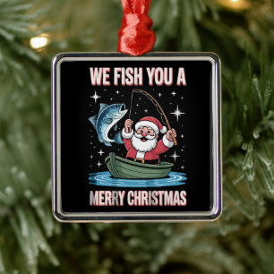 We Vissen Jou Een Prettig Kerstmis Visser Vissende Metalen Ornament