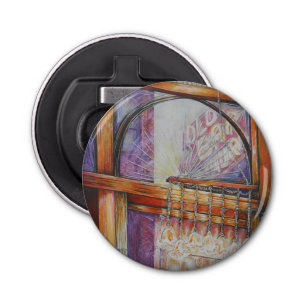 We vliegen allemaal rond hetzelfde licht. button flesopener