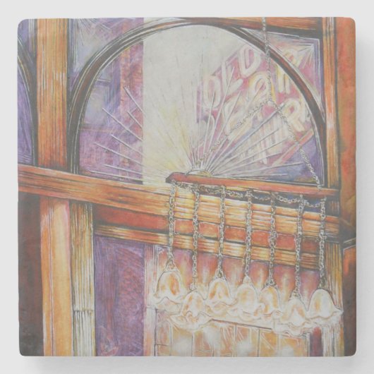 We vliegen allemaal rond hetzelfde licht. stenen onderzetter (Voorkant)