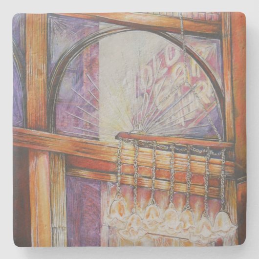 We vliegen allemaal rond hetzelfde licht. stenen onderzetter (Voorkant)