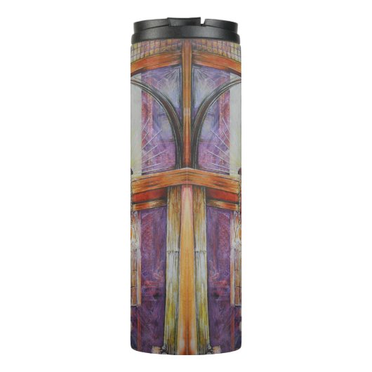 We vliegen allemaal rond hetzelfde licht. thermosbeker (Achterkant)