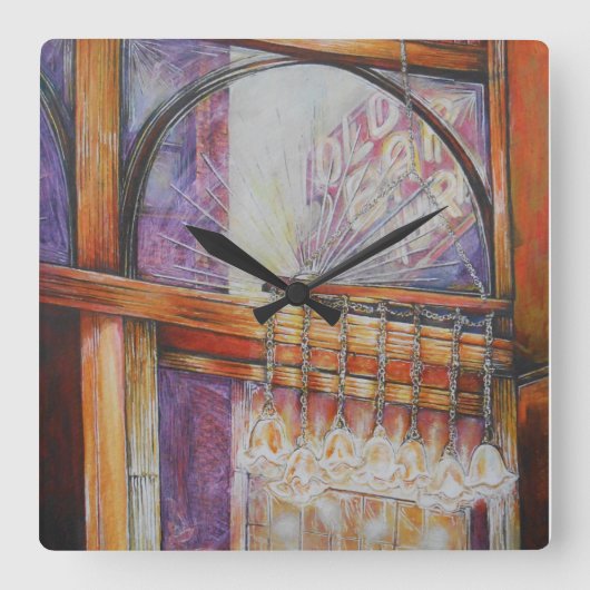 We vliegen allemaal rond hetzelfde licht. vierkante klok (Voorkant)