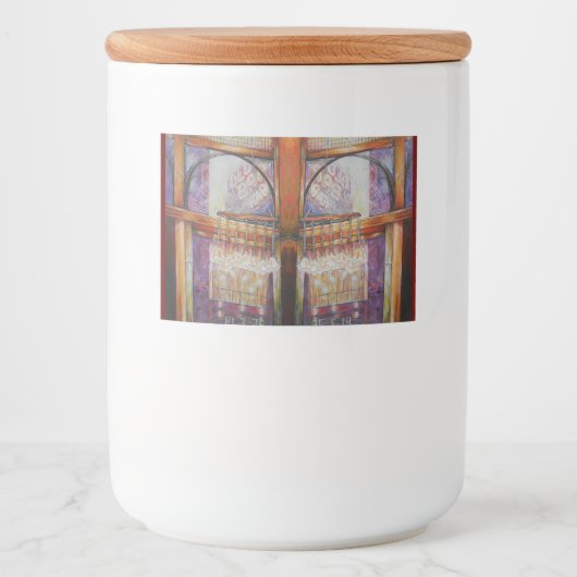 We vliegen allemaal rond hetzelfde licht. voedselcontainer etiket (Voorkant)