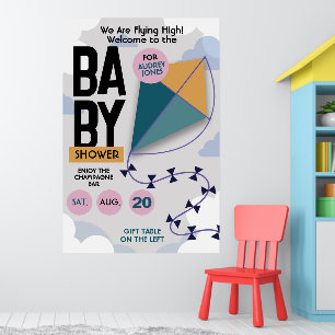 We vliegen hoog Schattige vlieger Baby shower Poster