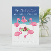 We vliegen samen met roze flamingos kerstfeestdag kaart (Staand voorkant)