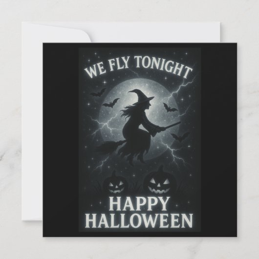 We vliegen vanavond Platinum / Black Halloween Fla Kaart (Voorkant)