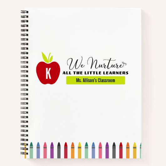 We voeden de basisschool Rainbow Crayons Notitieboek (Voorkant)