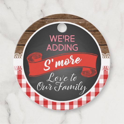 We voegen S'more Love toe aan onze familie - Baby Bedankjes Labels (Voorkant)