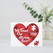 We vonden ons ontbrekende stuk - puzzelhart briefkaart (Staand voorkant)