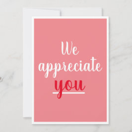 We waarderen je prettig gebaar Dank je roze Bedankkaart