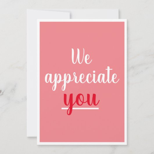 We waarderen je prettig gebaar Dank je roze Bedankkaart (Voorkant)