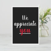 We waarderen je prettige gebaar Dank je Black Bedankkaart (Staand voorkant)