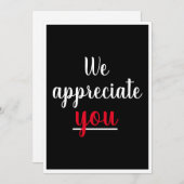 We waarderen je prettige gebaar Dank je Black Bedankkaart (Voorkant / Achterkant)