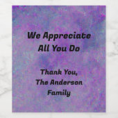 We waarderen je van familie Abstract Dank je Wijn Etiket (Enkel label)