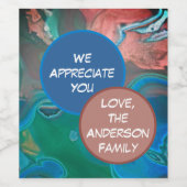 We waarderen je van Family Blue Gem Edelsteen Wijn Etiket (Enkel label)