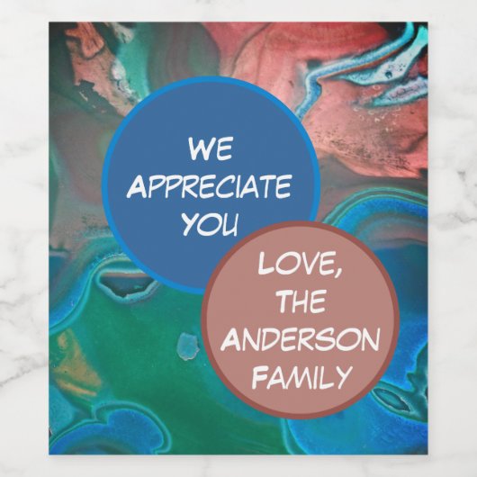 We waarderen je van Family Blue Gem Edelsteen Wijn Etiket (Enkel label)