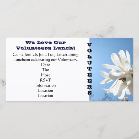 We waarderen onze VRIJWILLIGERS Lunch uitnodiginge (Voorkant)