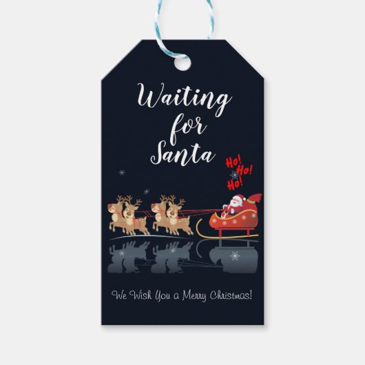We wachten op Santa Ho! Ho! Ho! Winter Holiday Cadeaulabel (Voorkant)