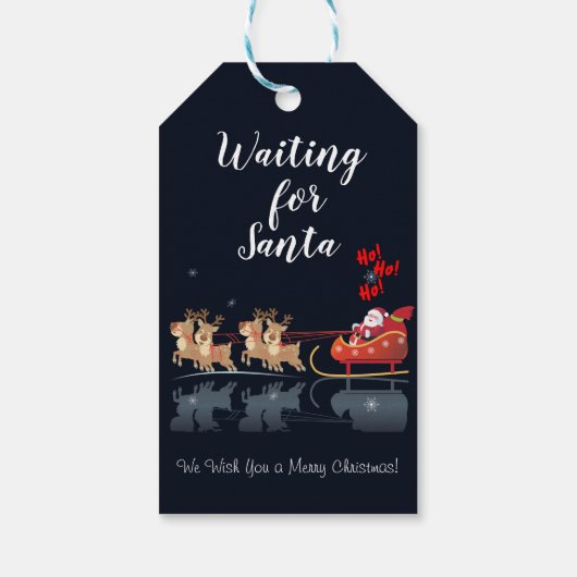 We wachten op Santa Ho! Ho! Ho! Winter Holiday Cadeaulabel (Achterkant)