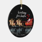 We wachten op Santa Ho! Ho! Ho! Winter Holiday Keramisch Ornament (Rechts)