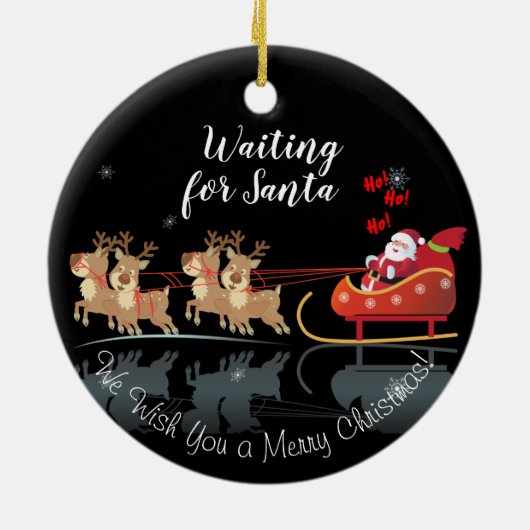 We wachten op Santa Ho! Ho! Ho! Winter Holiday Keramisch Ornament (Achterkant)