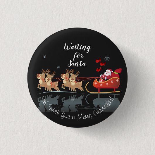 We wachten op Santa Ho! Ho! Ho! Winter Holiday Ronde Button 3,2 Cm (Voorkant)