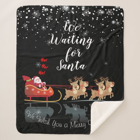 We wachten op Santa Ho! Ho! Ho! Winter Holiday Sherpa Deken (Voorkant)