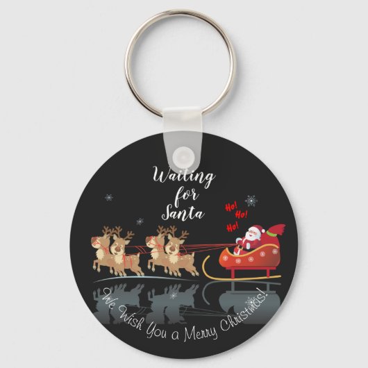 We wachten op Santa Ho! Ho! Ho! Winter Holiday Sleutelhanger (Voorkant)