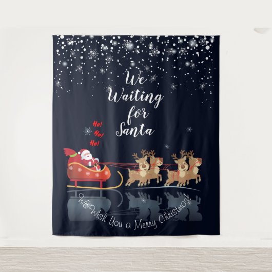 We wachten op Santa Ho! Ho! Ho! Winter Holiday Wandkleed (Voorkant)