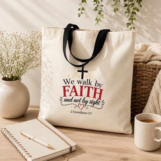 We Walk by Faith Christelijk Tote Bag