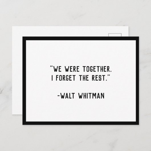 We waren samen Whitman Quote Briefkaart (Voorkant / Achterkant)