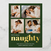 We waren stoute zwangerschapsuitkondiging kerst folie feestdagen briefkaart (Voorkant)