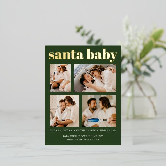 We waren stoute zwangerschapsuitkondiging kerst folie feestdagen briefkaart (Staand Voorkant)