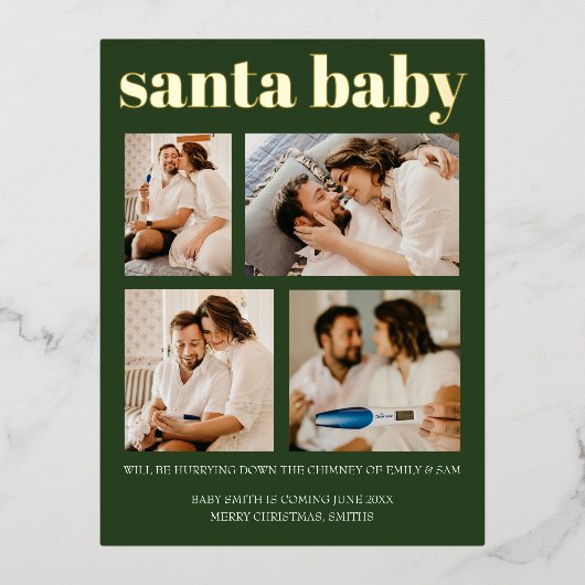 We waren stoute zwangerschapsuitkondiging kerst folie feestdagen briefkaart (Voorkant)