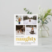 We waren stoute zwangerschapsuitkondiging kerst folie feestdagen briefkaart (Staand Voorkant)