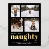 We waren stoute zwangerschapsuitkondiging kerst folie feestdagen briefkaart (Voorkant)