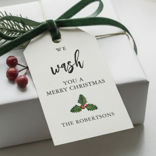 We wassen je een prettige kerst, handzeep cadeaulabel
