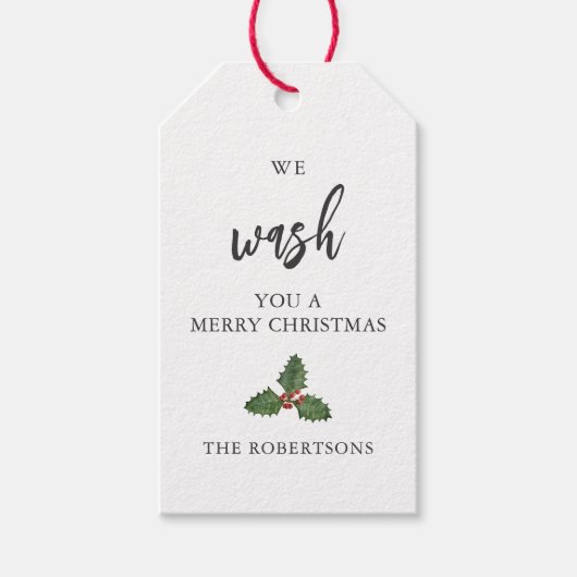 We wassen je een prettige kerst, handzeep cadeaulabel (Voorkant)