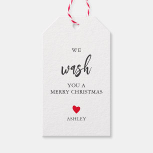 We wassen je een prettige kerst, handzeep-Labels Cadeaulabel