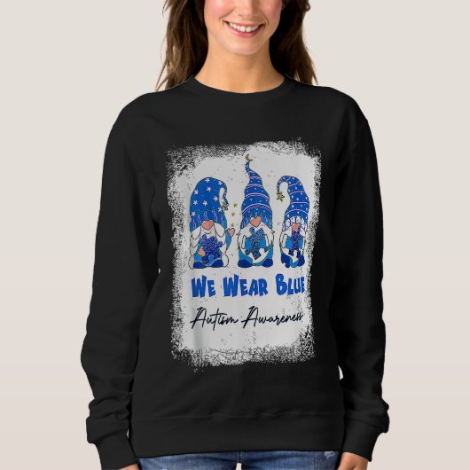 We Wear Blue Autism Awareness Month Cute Gnomes Trui (Voorkant)