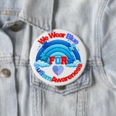 We Wear Blue Autism Awareness Pin Button Badge (In situ)