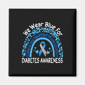 We Wear Blue For Diabetes Awareness Leopard Rainbo Magneet (Voorkant)
