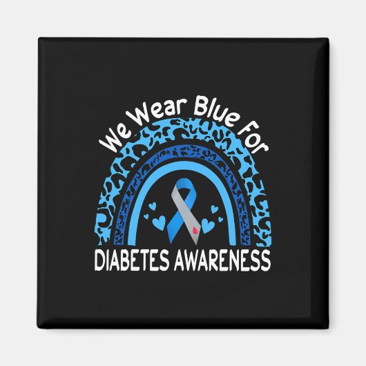 We Wear Blue For Diabetes Awareness Leopard Rainbo Magneet (Voorkant)