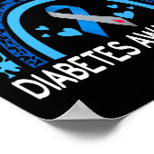We Wear Blue For Diabetes Awareness Leopard Rainbo Poster (Hoek)